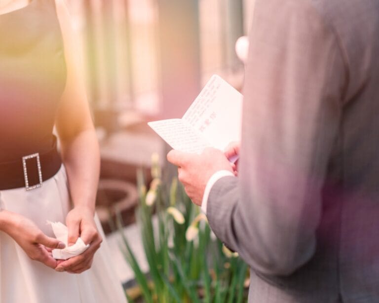 exchanging vows on their wedding day